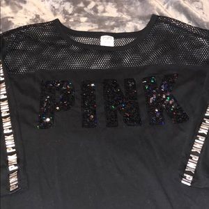 Black Bling PINK Tee 3/4 Sleeve L